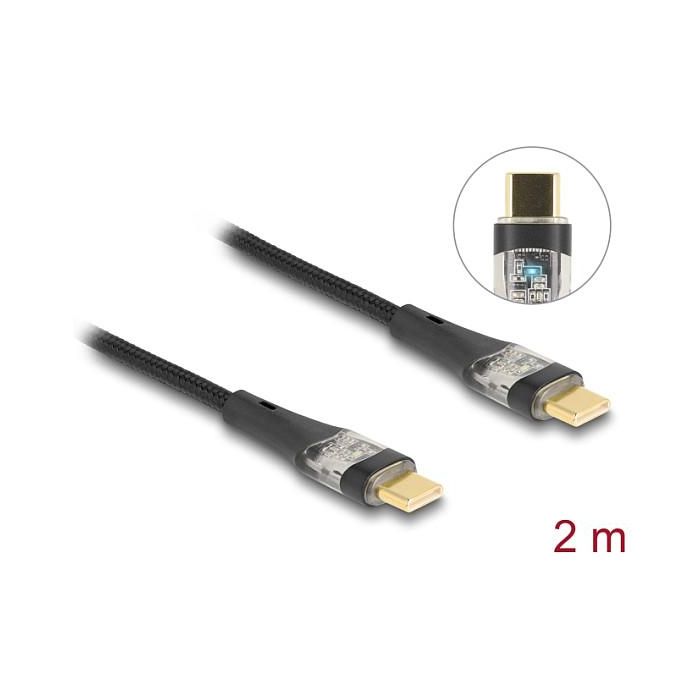 DELOCK Cable USB 2.0 Tipo-C Macho a Macho Transparente PD 3.0 100W 2m 1 DELOCK Cable USB 2.0 Tipo-C Macho a Macho Transparente PD 3.0 100W 2m 1