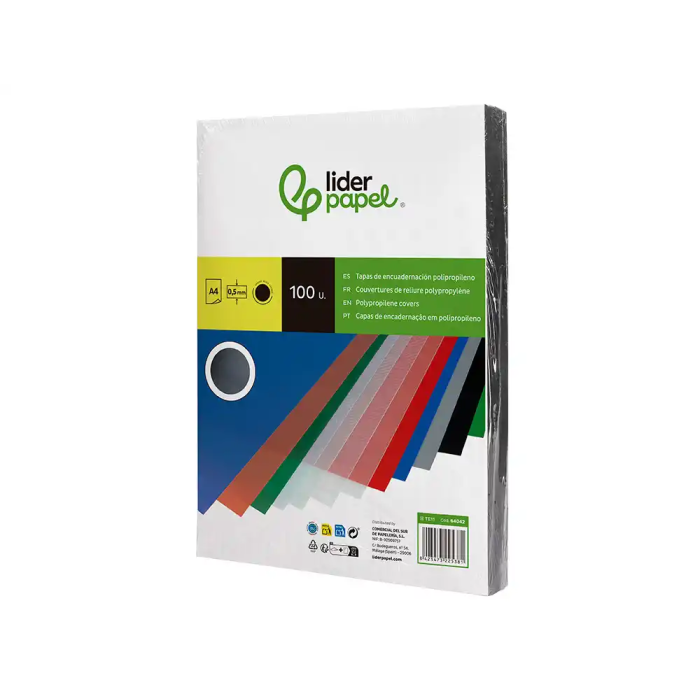 Liderpapel Tapa Encuadernacion Polipropileno Negro Opaco A4 0.5mm Paquete 100 Unidades 3
