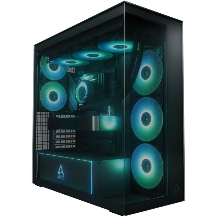 ARCTIC Xtender black window w/o GPU vertical mount, Caja PC Midi Tower, Negra, Compatible con EATX