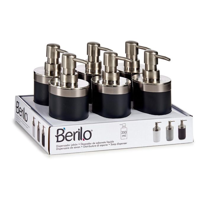 Berilo Dosificador Plateado Negro 350 ml 9x17x8 cm (Set de 12) 2