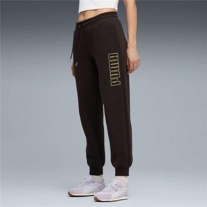 Pantalón Largo Deportivo Puma Maximal Metallic Sweatpants Negro Mujer 2