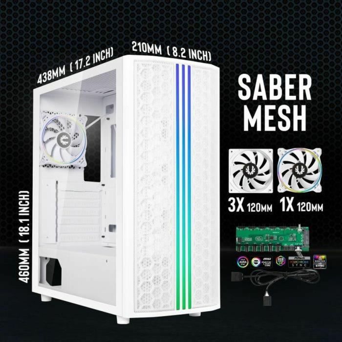 Caja de PC sin fuente de alimentación - BITFENIX Sabre Mesh (Blanco) - Torre media - Formato ATX 4 Caja de PC sin fuente de alimentación - BITFENIX Sabre Mesh (Blanco) - Torre media - Formato ATX 4