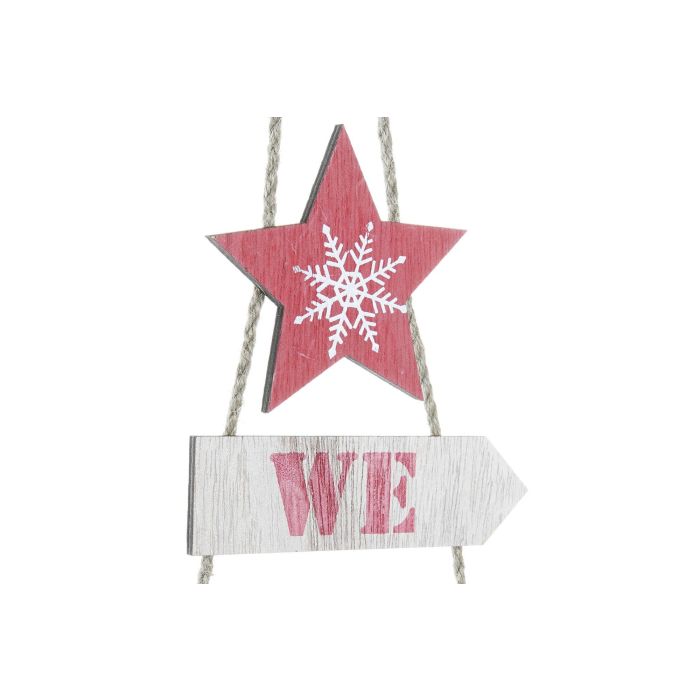 DKD Home Decor Set de 12 Adornos Navideños Colgantes Tradicionales, Decoración Rojo Natural de MDF y Cuerda, 47x27 cm 2