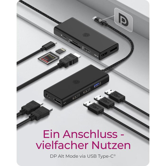 ICY BOX IB-DK4011-CPD USB-C 9-in-1 PD 100W DockingStation 1
