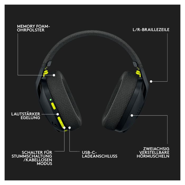 Logitech G435 Auriculares Gaming Inalámbricos Bluetooth Negros y Amarillos 5