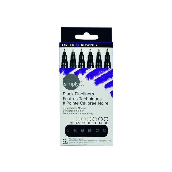 Rotulador Daler Rowney Fineliner Negro Simply Estuche De 6
