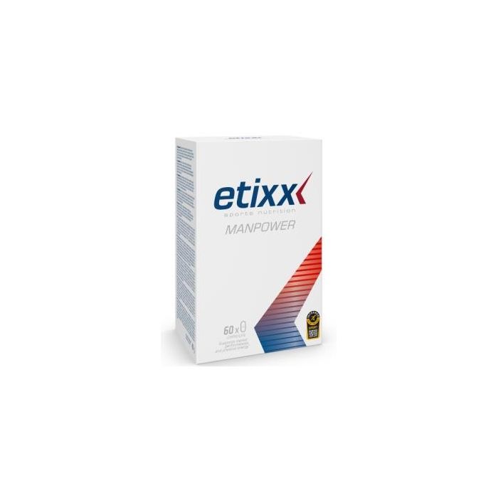 Etixx Manpower 60 Cápsulas. Rendimiento Mental y Testosterona para Atletas Masculinos con Zinc y Vitamina B5