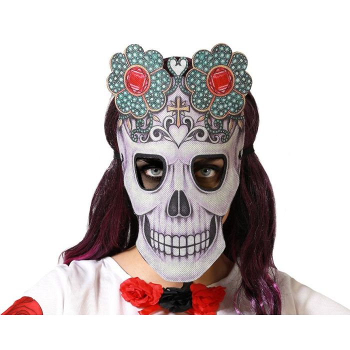 Máscara De Fieltro Catrina Mexicana Con Calavera Y Flores Bicolor - Ideal para Día de Muertos y Fiestas Temáticas 0 Máscara De Fieltro Catrina Mexicana Con Calavera Y Flores Bicolor - Ideal para Día de Muertos y Fiestas Temáticas 0
