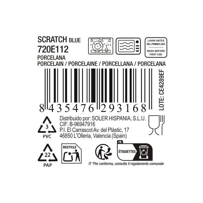 La Mediterranea Bol Redondo Snack 13 x 4.8 cm "Scratch Blue" (24 Unidades)