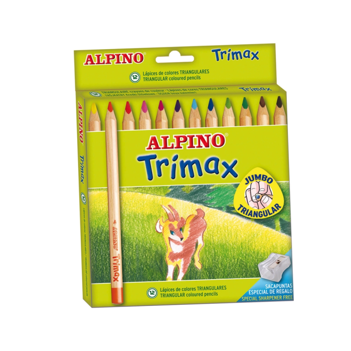 Alpino Lápices de Colores Trimax 177 mm, Estuche con Sacapuntas, Surtidos, 12 Unidades 1