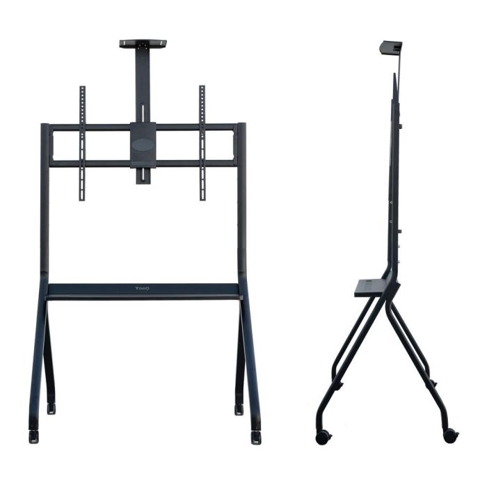 TooQ iStar Soporte de Suelo con Ruedas para Pantallas 55-100", Carga 120 kg, Altura Ajustable, Negro, con Bandejas 1