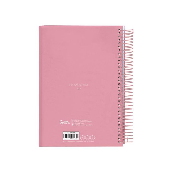 Agenda Espiral Liderpapel Gazi A5 2025 Dia Pagina Color Rosa Papel 70 gr 2