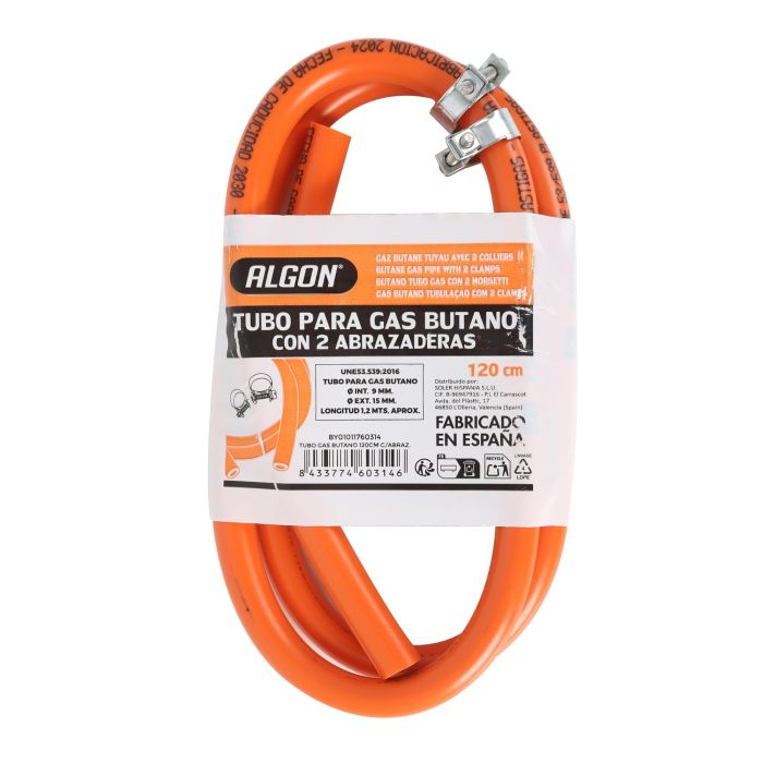 Algon Bbq Tubo Gas Butano 120 cm con Abrazaderas 3