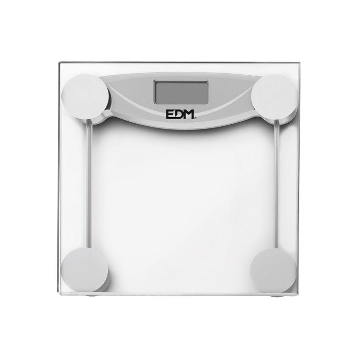 Edm Báscula de Baño Digital Transparente 180 kg, Cristal, LCD, Ultraplana 22mm, Pila CR2032 1 Edm Báscula de Baño Digital Transparente 180 kg, Cristal, LCD, Ultraplana 22mm, Pila CR2032 1