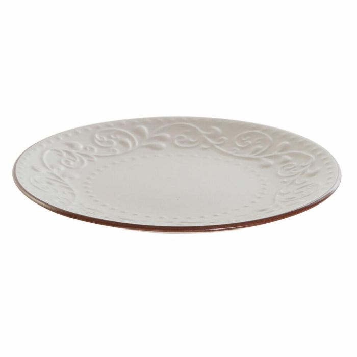 Plato Llano DKD Home Decor Beige Marrón Gres (21 x 21 x 2.5 cm)