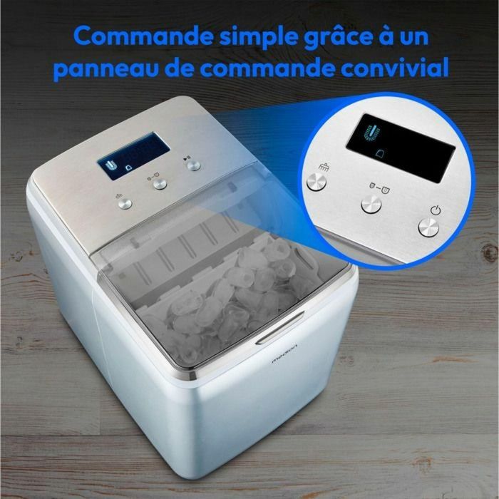 Máquina para fabricar cubitos de hielo MEDION (tamaño de cubitos de hielo pequeño y grande, tanque de agua de 2,6 litros, tiempo de producción corto aprox. 10 2