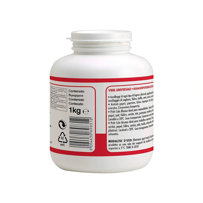 Pritt Cola Vinílica Blanca Bote 1000 gr, Pegamento Escolar para Manualidades, Transparente 2 Pritt Cola Vinílica Blanca Bote 1000 gr, Pegamento Escolar para Manualidades, Transparente 2