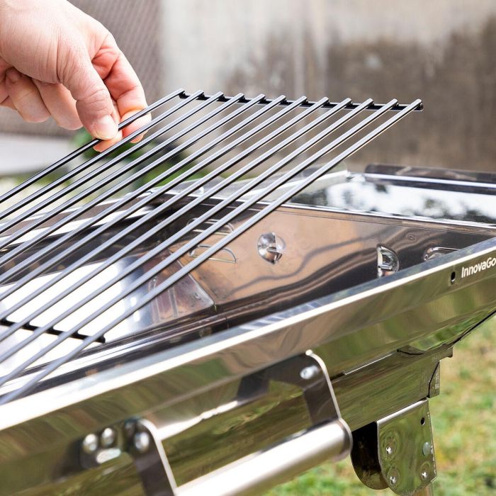 Barbacoa Plegable de Acero Inoxidable para Carbón ExelQ InnovaGoods 6 Barbacoa Plegable de Acero Inoxidable para Carbón ExelQ InnovaGoods 6
