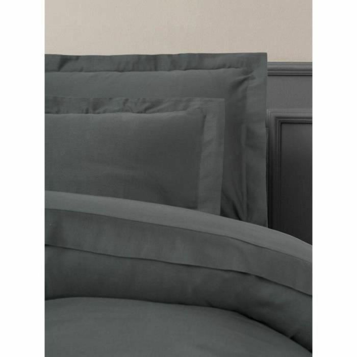 Juego de Cama - Funda Nórdica 220x240 cm, 2 Fundas de Almohada 60x60 cm - 100% Algodón Satén - Antracita 3