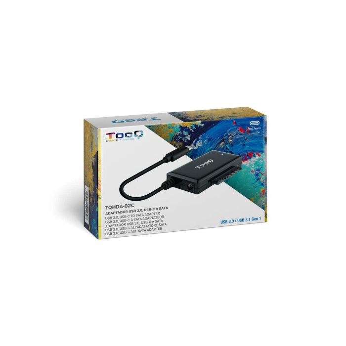 TooQ TQHDA-02C Adaptador USB-C a SATA para Discos Duros SSD/HDD 2.5" y 3.5" USB 3.1 Gen1 5Gbps Negro, compatible SATA I/II/III. 15