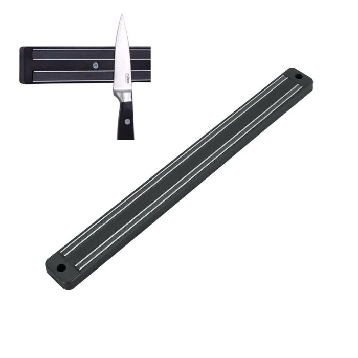 Metaltex Barra magnética para colgar cuchillos, polipropileno con filos magnéticos, 33 cm, negro