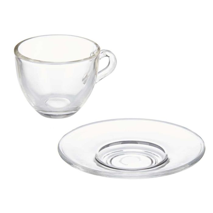 Taza Vidrio Cafe 85Ml Con Plato Vivalto 11x5x11cm (24 Unidades) 3 Taza Vidrio Cafe 85Ml Con Plato Vivalto 11x5x11cm (24 Unidades) 3