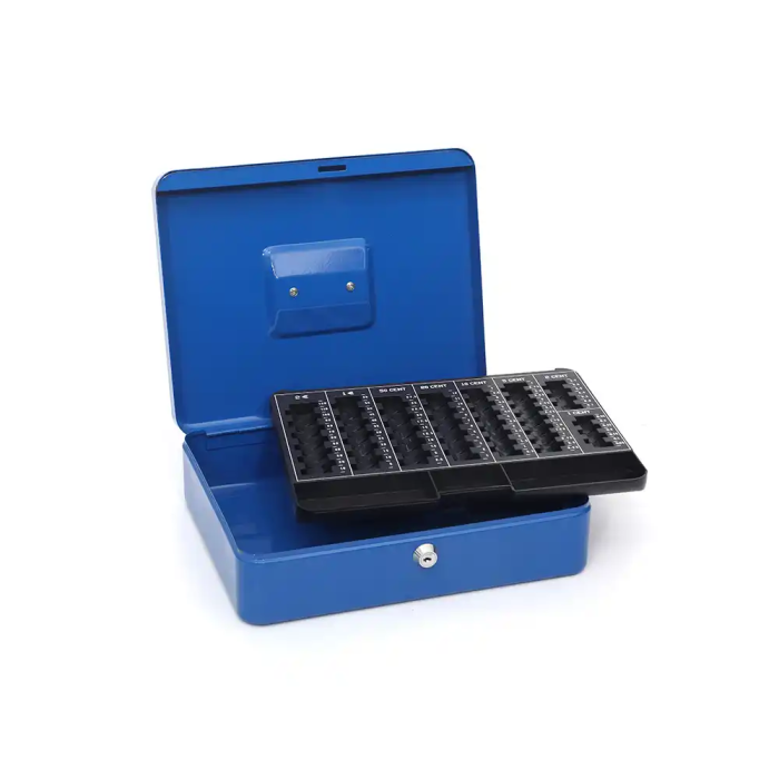 Q-connect Caja caudales 300x240x90 mm Azul con Portamonedas y Llaves Q-connect Caja caudales 300x240x90 mm Azul con Portamonedas y Llaves