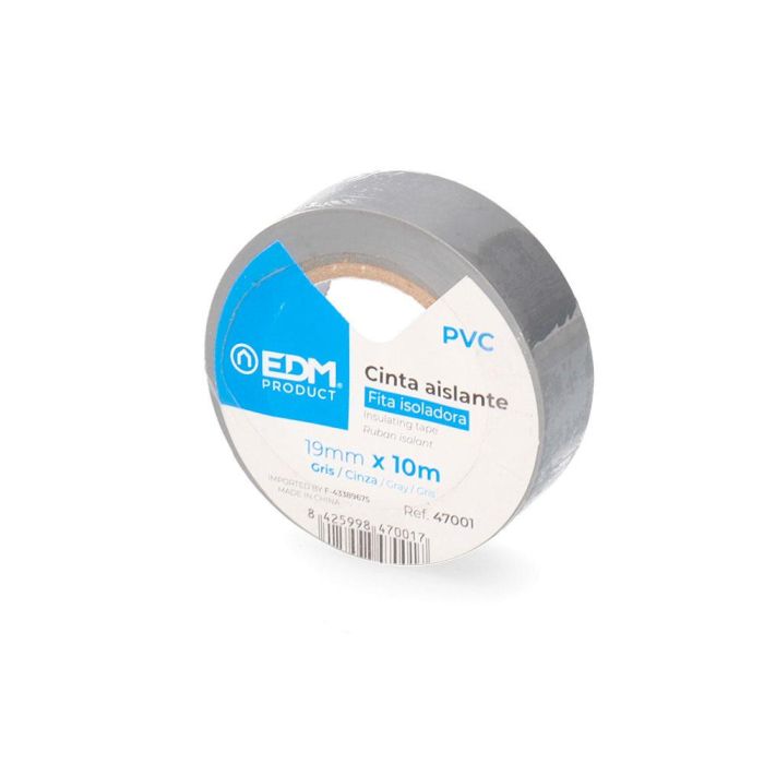 Edm Cinta Aislante Supra Gris 19 mm x 10 m PVC Resistente Electricidad Alta Calidad 2