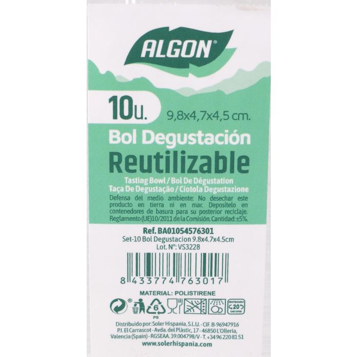 Set de 10 boles de degustación Algon 9.8x4.7x4.5 cm (24 Cajas) 6 Set de 10 boles de degustación Algon 9.8x4.7x4.5 cm (24 Cajas) 6