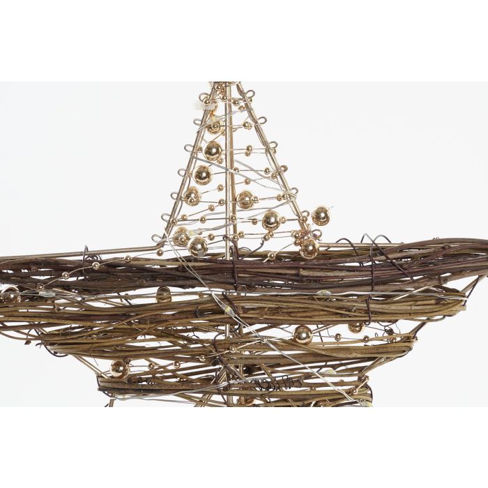 DKD Home Decor Estrella Navidad Moderna LED Fibra Natural Dorada 25x20x5 cm | Pack 6 Unidades A Pilas AA 2 DKD Home Decor Estrella Navidad Moderna LED Fibra Natural Dorada 25x20x5 cm | Pack 6 Unidades A Pilas AA 2