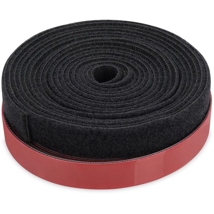 Digitus Cinta Autoadhesiva de Poliamida Negra/Roja 25mm x 5m Gancho y Bucle - Soporta hasta 160°C