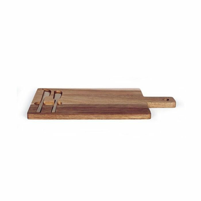 Livoo MEC138 LIV1695271684324 Tabla de Quesos de Madera de Acacia FSC 38x20 cm con 2 Cuchillos Magnéticos
