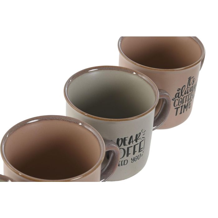 DKD Home Decor Set de 4 Tazas de Gres Azul Rosa 7.6 x 6 x 7 cm Capacidad 180ml Apto Microondas y Lavavajillas 3
