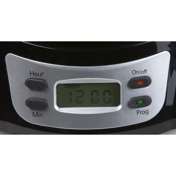 Cafetera de filtro - DOMO - DO708K - 1000 W - 1,5 L - 12 tazas - Pantalla LCD - Temporizador 24 horas - Negra y acero inoxidable 2 Cafetera de filtro - DOMO - DO708K - 1000 W - 1,5 L - 12 tazas - Pantalla LCD - Temporizador 24 horas - Negra y acero inoxidable 2