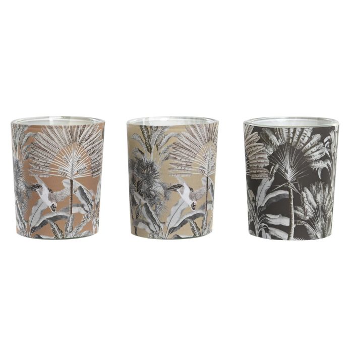 DKD Home Decor Vela Tropical Set de 3 Velas de Cera Beige, Negro y Marrón Surtidas 5x5x6 cm 45 gr 1