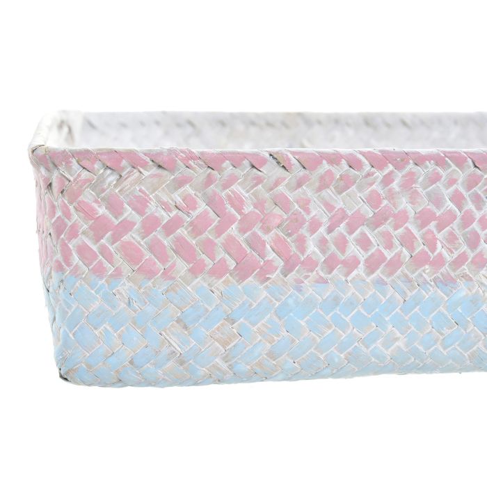 Cesta Mediterraneo DKD Home Decor Bicolor Rosa 26 x 9 x 26 cm Set de 4 2