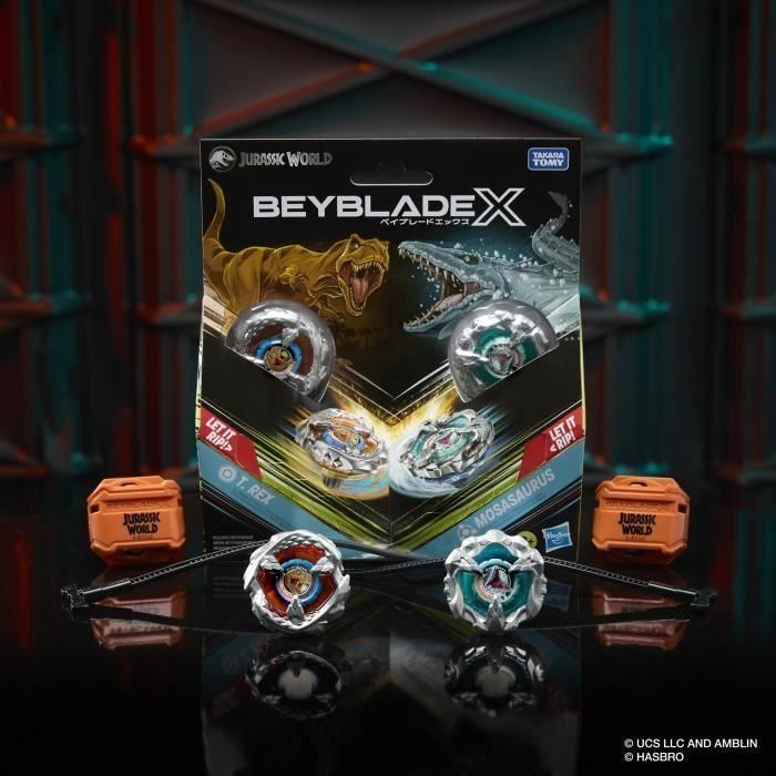 Hasbro HASG1898ES0 Beyblade X Jurassic World T. Rex vs. Mosasaurus - Set 2 Peonzas Takara Tomy y 2 Lanzadores, 8+ Años 5 Hasbro HASG1898ES0 Beyblade X Jurassic World T. Rex vs. Mosasaurus - Set 2 Peonzas Takara Tomy y 2 Lanzadores, 8+ Años 5