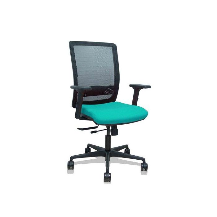 Silla Piqueras Y Crespo Haches Brazos 2D Regulables Mecanismo Sincro Con Traslack Apoyo Lumbar Respaldo Malla Negra Y Asiento Tapizado Bali Turquesa