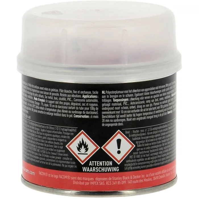 Facom Masilla de Poliéster para Acabado - Gris Claro Modificable por Tinte - 250 g 2