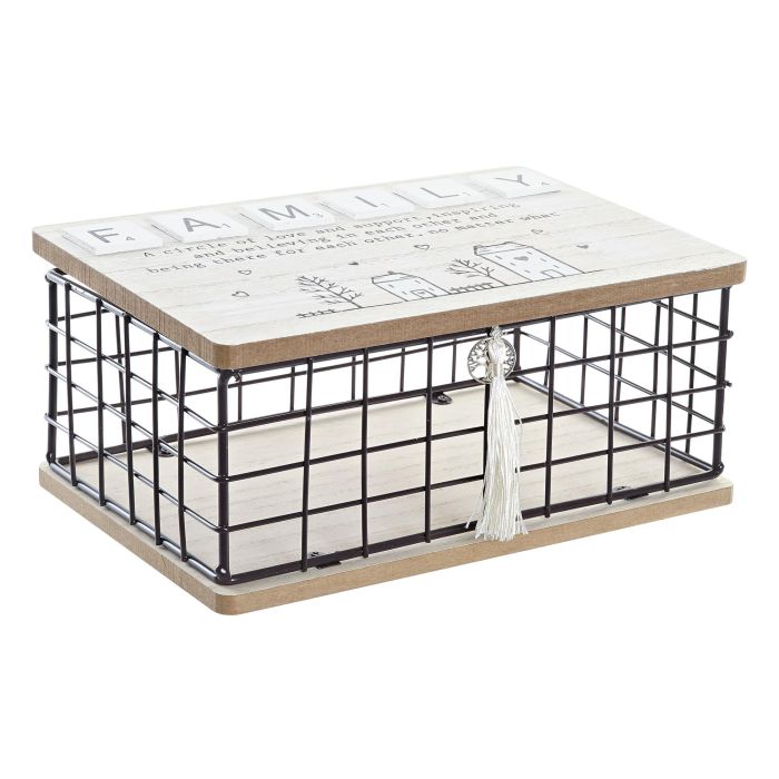 DKD Home Decor Caja Organizadora Decorativa Scandi de MDF y Metal, Colores Natural y Negro, Pack de 4 Unidades (Ancho 25cm, Largo 17cm, Alto 11cm)