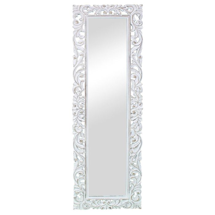 DKD Home Decor Espejo de Pared Romántico Blanco 151 x 44 x 3 cm con Marco de Madera de Mango Decoración Hogar
