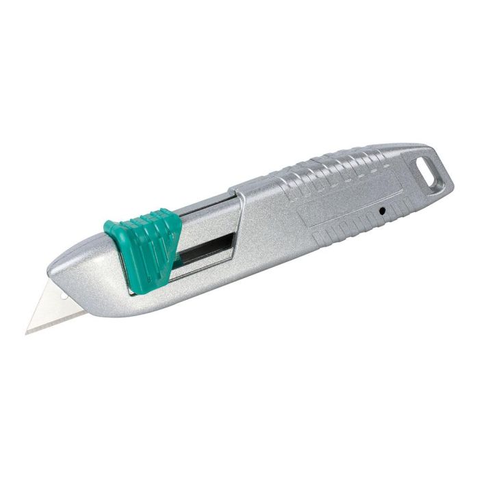 Wolfcraft Cúter de seguridad de metal con cuchilla trapezoidal, función de seguridad, carcasa metálica, 4134000 0 Wolfcraft Cúter de seguridad de metal con cuchilla trapezoidal, función de seguridad, carcasa metálica, 4134000 0