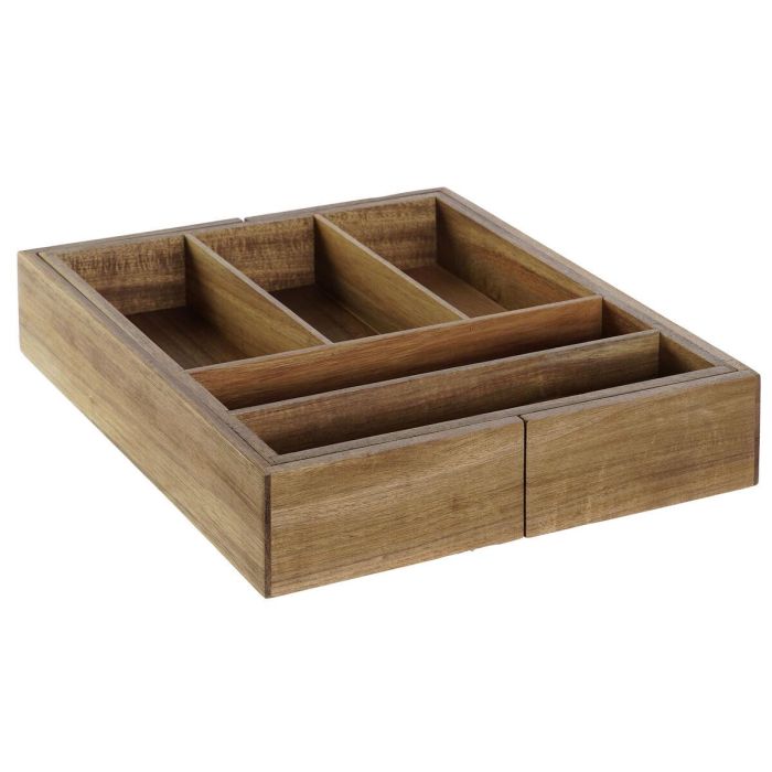 Organizador para Cubiertos DKD Home Decor Natural Acacia 35 x 30 x 7 cm 4