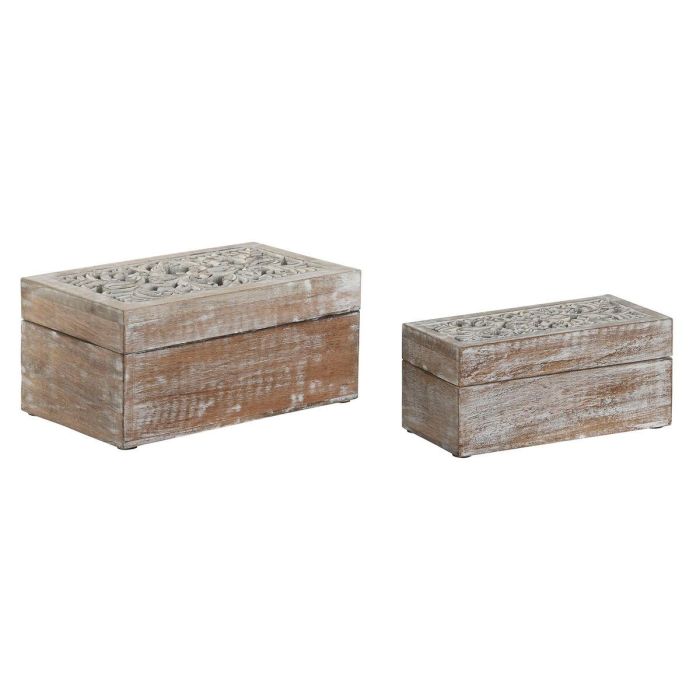 Joyero Indio DKD Home Decor Blanco Natural 15 x 11 x 25.5 cm Set de 2 Joyero Indio DKD Home Decor Blanco Natural 15 x 11 x 25.5 cm Set de 2
