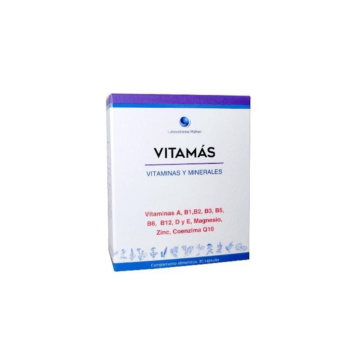 MAHEN Vitamas Multivitamínico 30 cápsulas. Energía y reducción de fatiga. Con vitaminas B6, Magnesio y L-Metionina