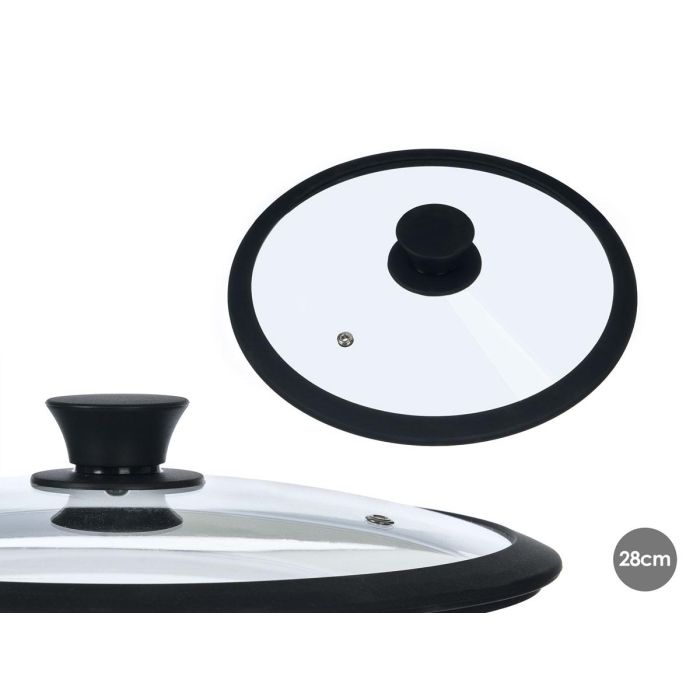 Kinvara Tapa de Cristal con Borde de Silicona para Ollas y Sartenes, 28 cm Diámetro, Transparente (Set de 12)