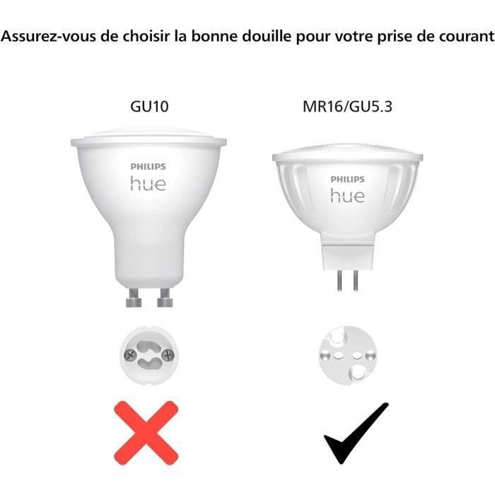 Bombilla conectada - PHILIPS HUE - MR16 - Luz blanca y de colores - Compatible con Bluetooth - Pack de 2 - Funciona con app y voz 1 Bombilla conectada - PHILIPS HUE - MR16 - Luz blanca y de colores - Compatible con Bluetooth - Pack de 2 - Funciona con app y voz 1