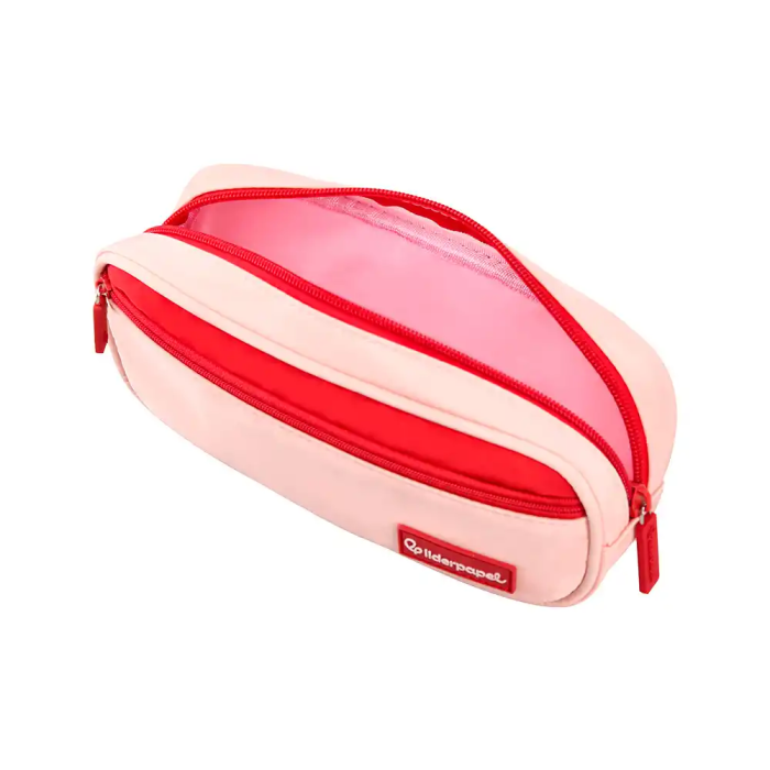 Liderpapel Estuche Portatodo Duo 2 Cremalleras con Bolsillo Frontal Rosa 20x90x50 mm 5