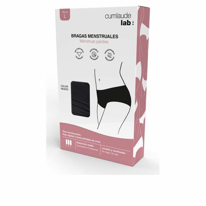 Cumlaude Lab Bragas Menstruales Absorción Media-Alta, Protección 3 Tampones, Talla L, Reutilizables y Transpirables, 1 Unidad Cumlaude Lab Bragas Menstruales Absorción Media-Alta, Protección 3 Tampones, Talla L, Reutilizables y Transpirables, 1 Unidad