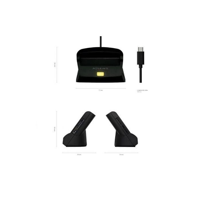 Aisens Lector de Tarjetas Inteligente DNI con Lector de Tarjetas SIM, SD, Micro SD, MMC, RS-MMC, MMC Micro, USB-C, Negro 3